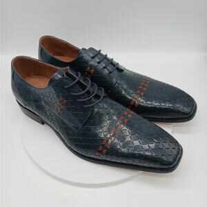 Steven Land NWOB Geometric Texture Leather Oxford Dress Shoes Formal Blue Tan 13